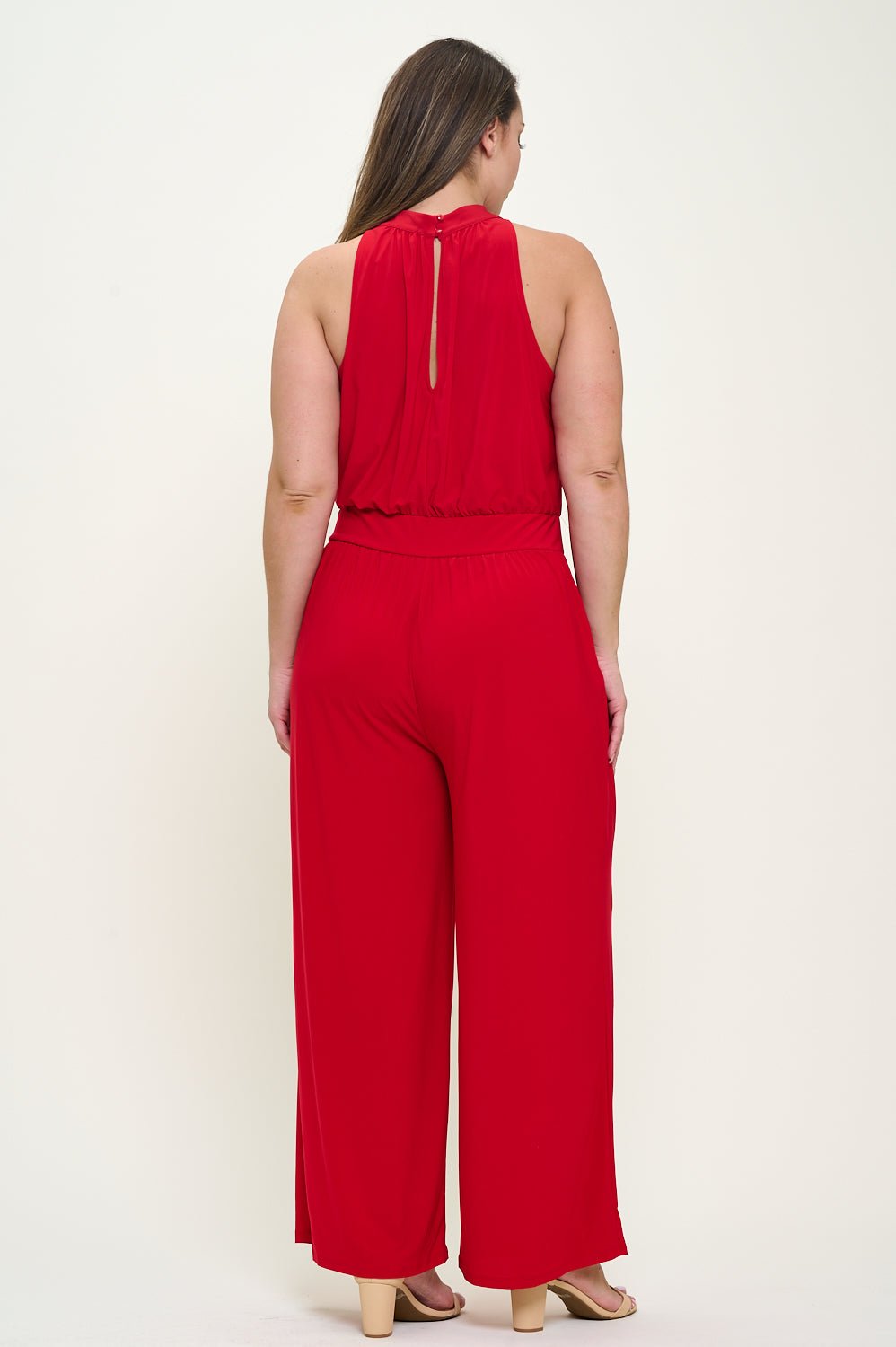 Image of West K Nina Plus Size Halter Neck Jumpsuit Red