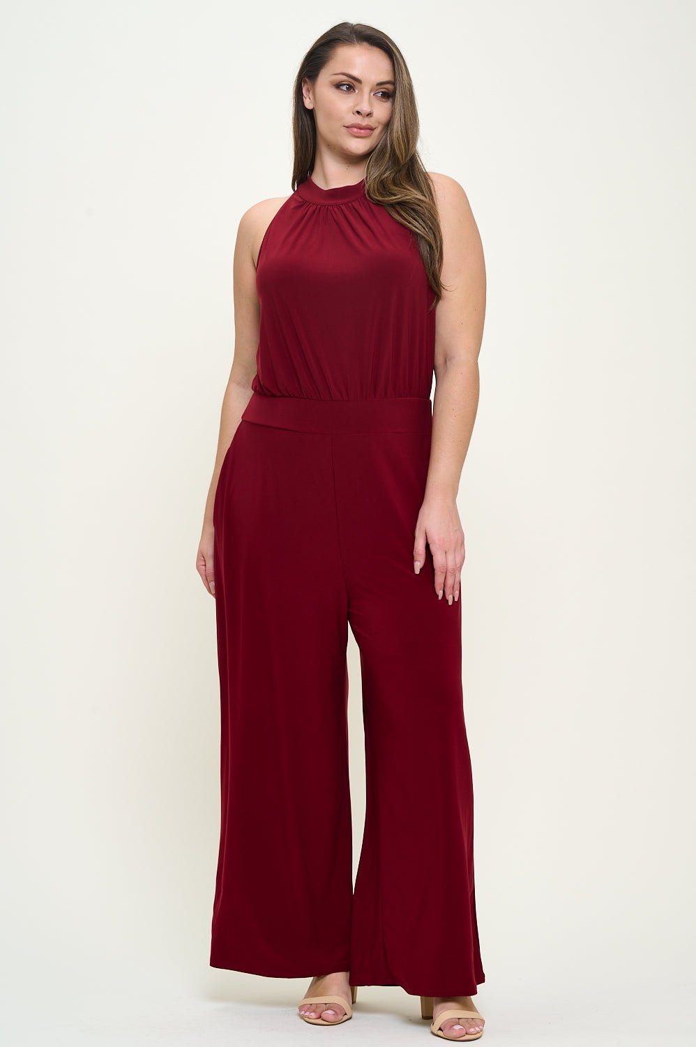 Image of West K Nina Plus Size Halter Neck Jumpsuit Royal Blue