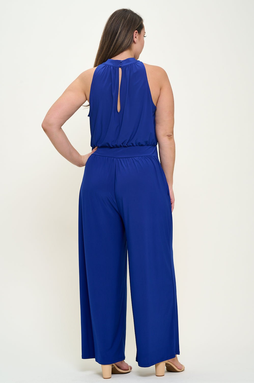 Image of West K Nina Plus Size Halter Neck Jumpsuit Royal Blue