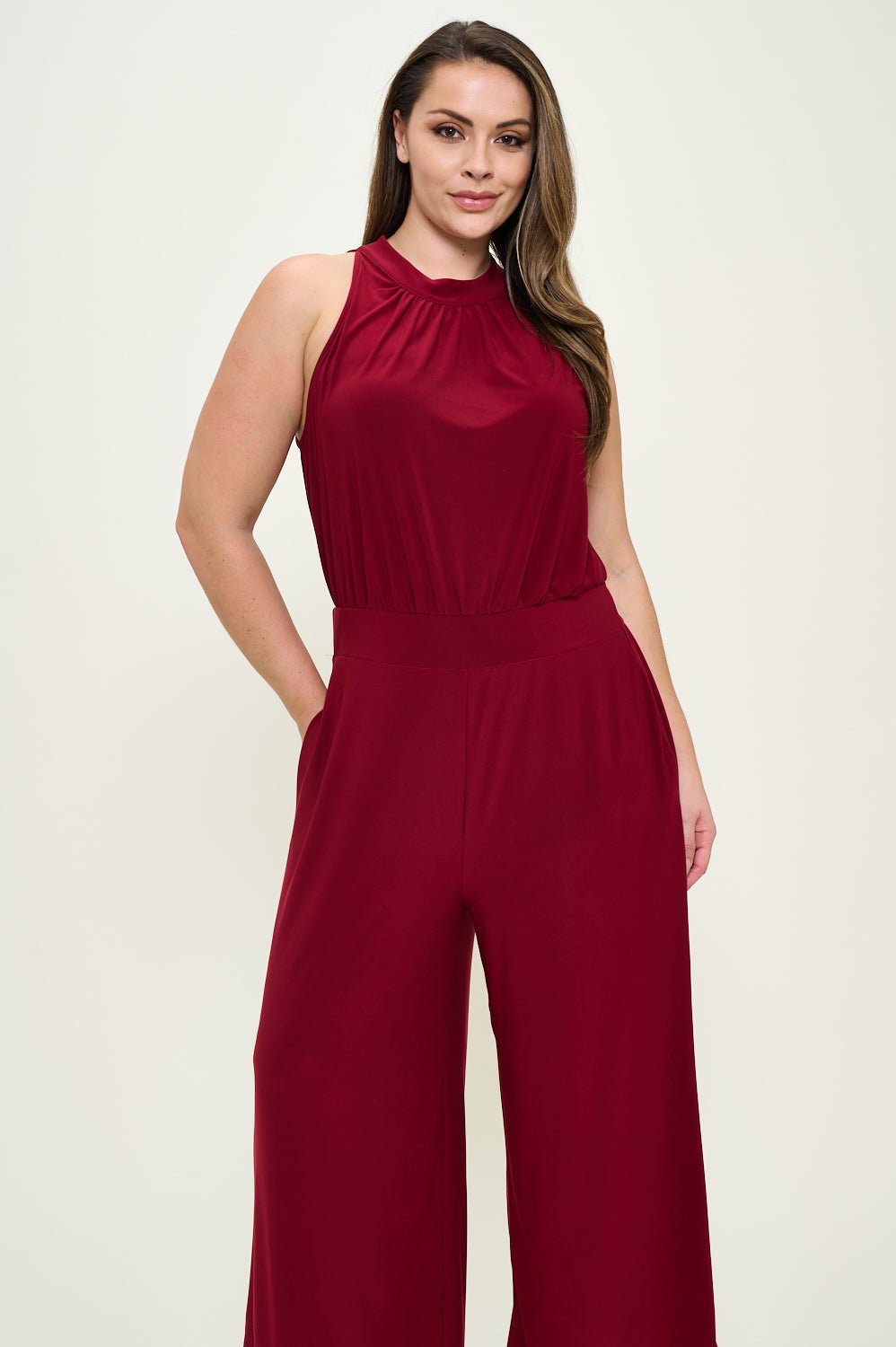 Image of West K Nina Plus Size Halter Neck Jumpsuit Royal Blue