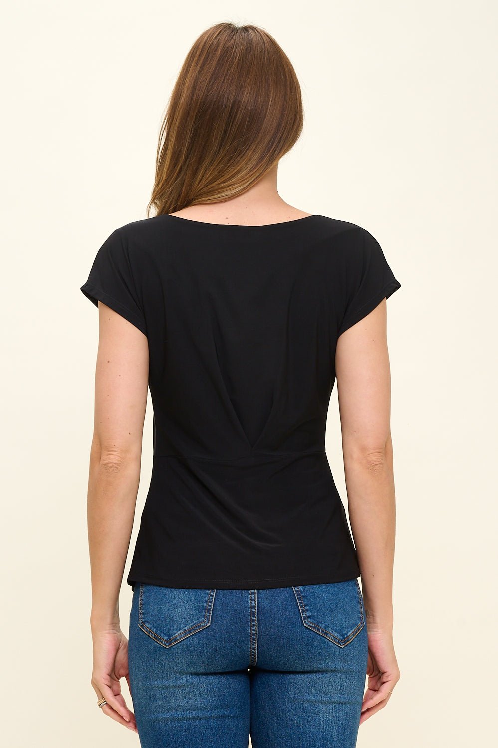 Image of West K Noa Waist Tucked Short Sleeve Blouse Black