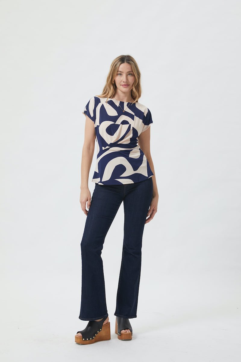 Image of West K Noa Waist Tucked Short Sleeve Blouse Red