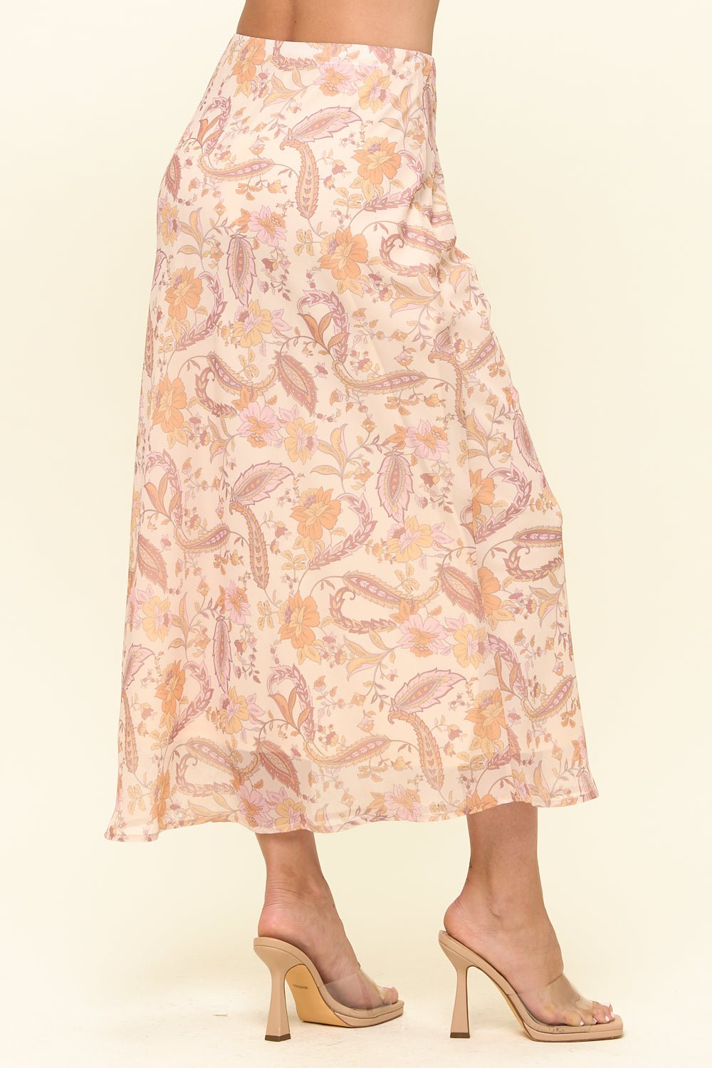 Image of West K Noemi Chiffon Midi Skirt Beige Paisley