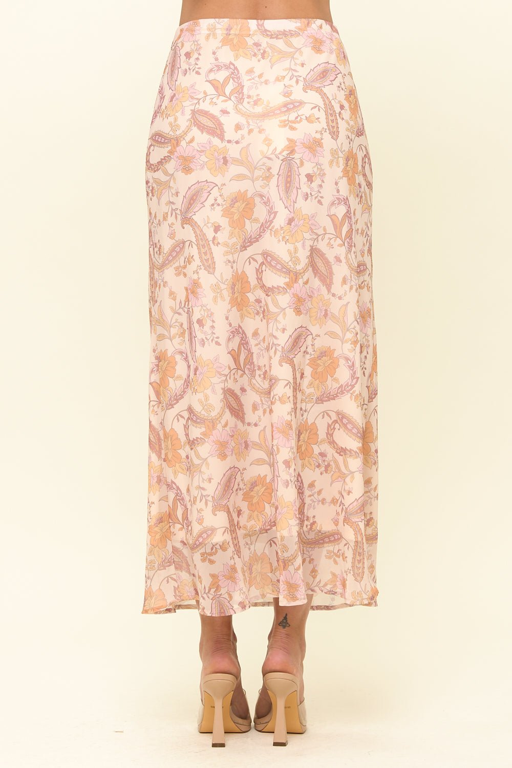 Image of West K Noemi Chiffon Midi Skirt Beige Paisley