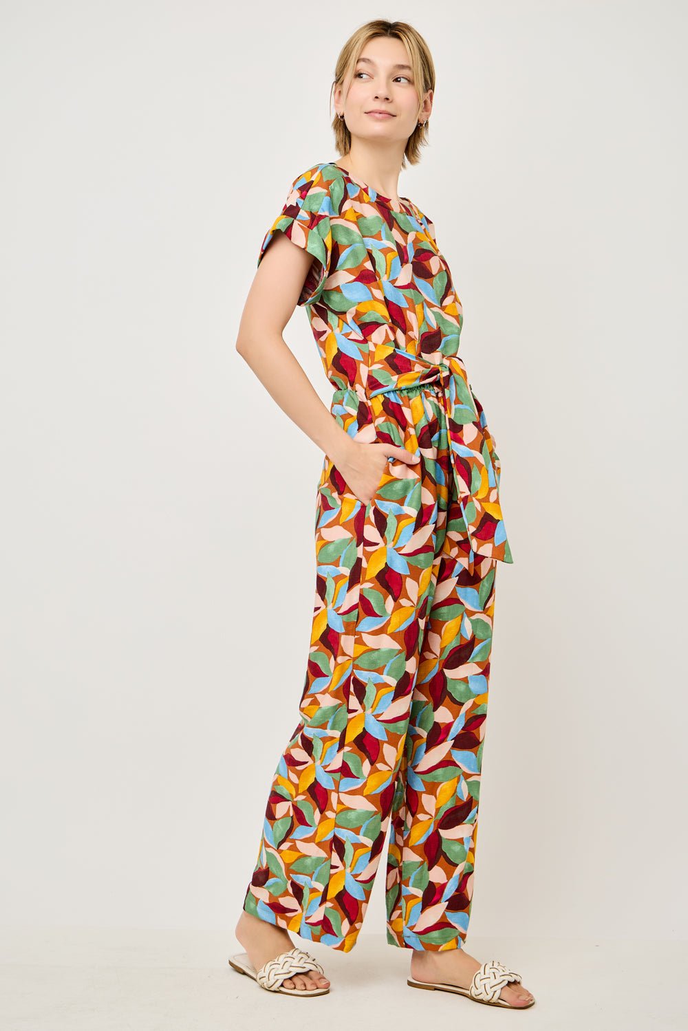 Image of West K Priya Dolman Sleeve Tie Front Jumpsuit Spiced Multi