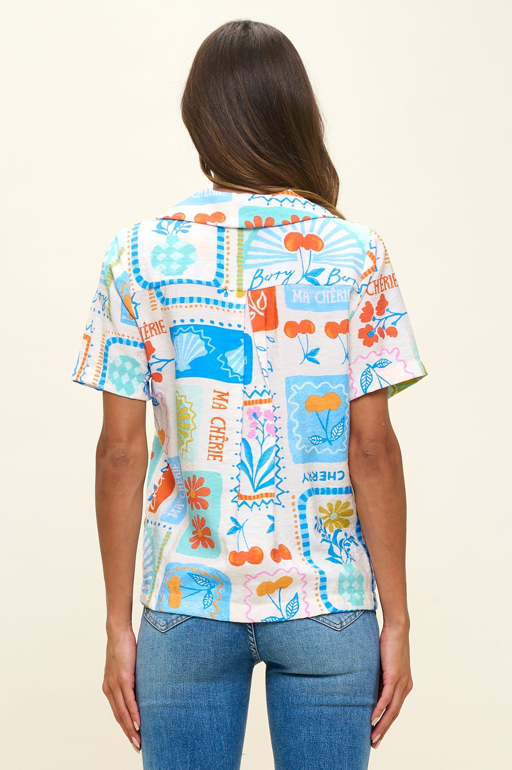 Image of West K Quinn Short Sleeve Button Down Printed Shirt Graphic Multi