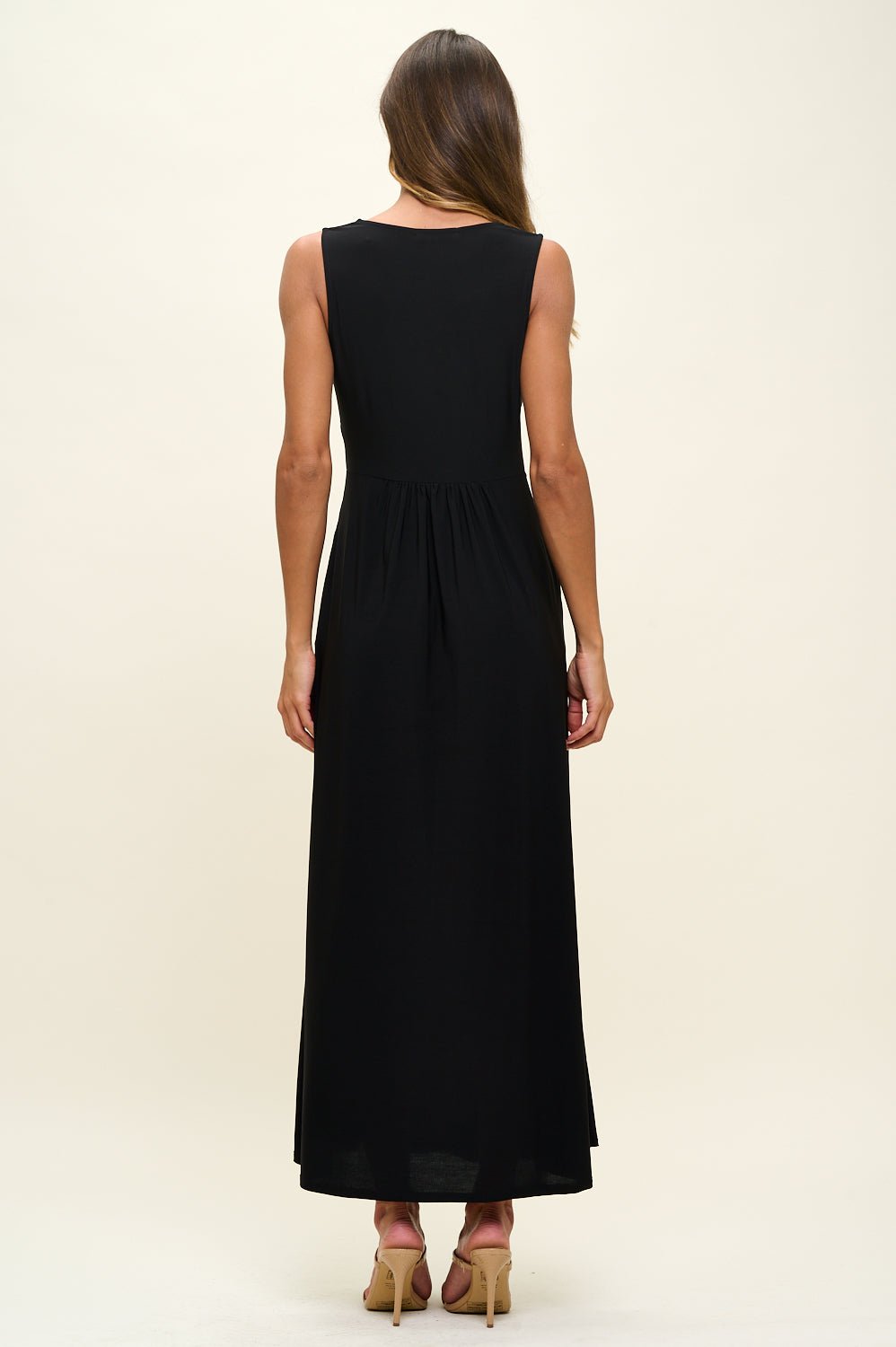 Image of West K Rita Sleeveless V neckline Midi Dress Black