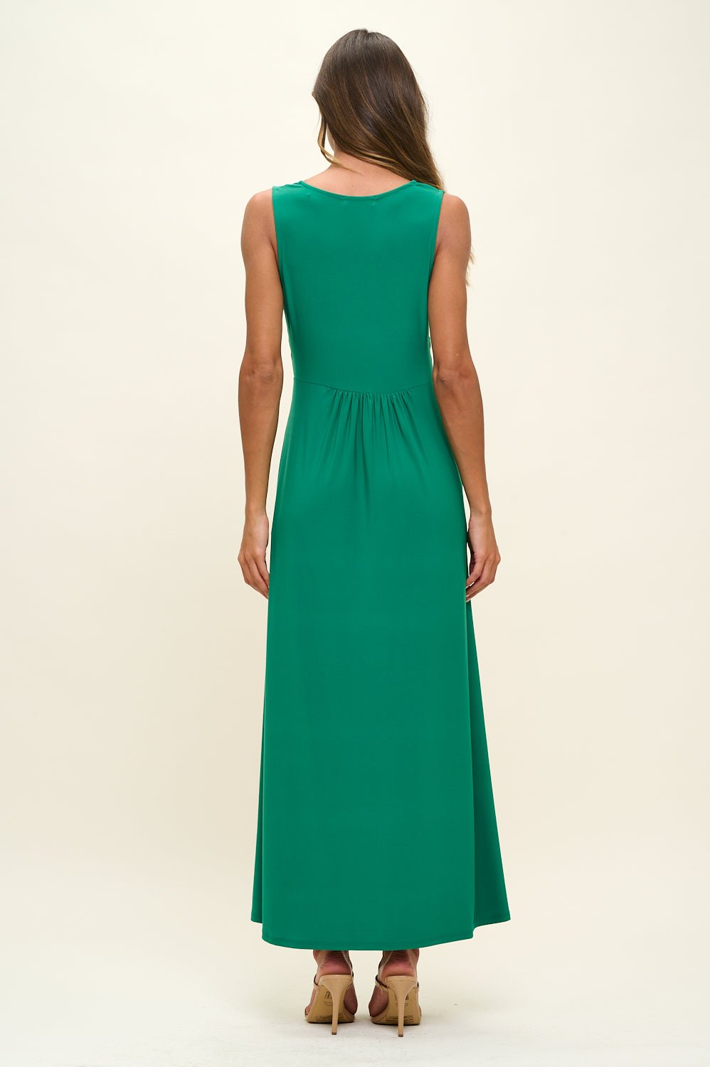 Image of West K Rita Sleeveless V neckline Midi Dress Kelly Green