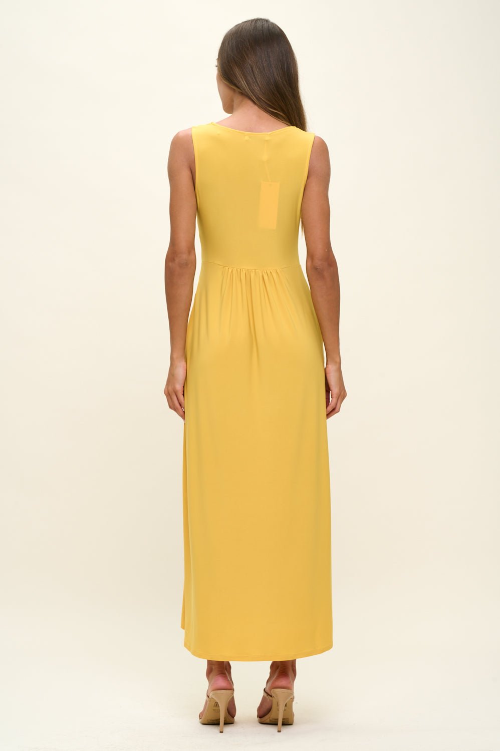 Image of West K Rita Sleeveless V neckline Midi Dress Mustard