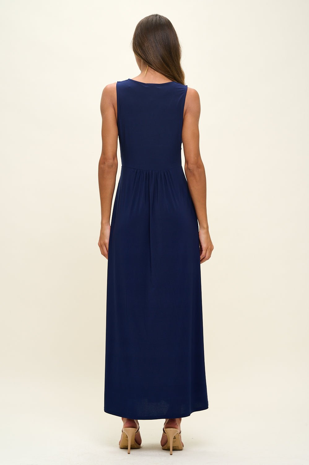 Image of West K Rita Sleeveless V neckline Midi Dress Navy