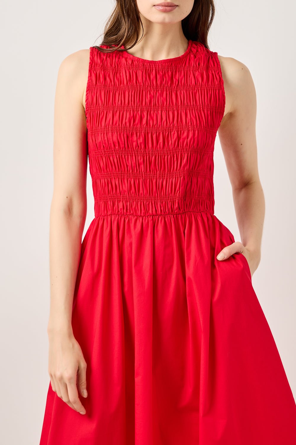 Image of West K Ruby Daydream Smocked Midi Dress Red