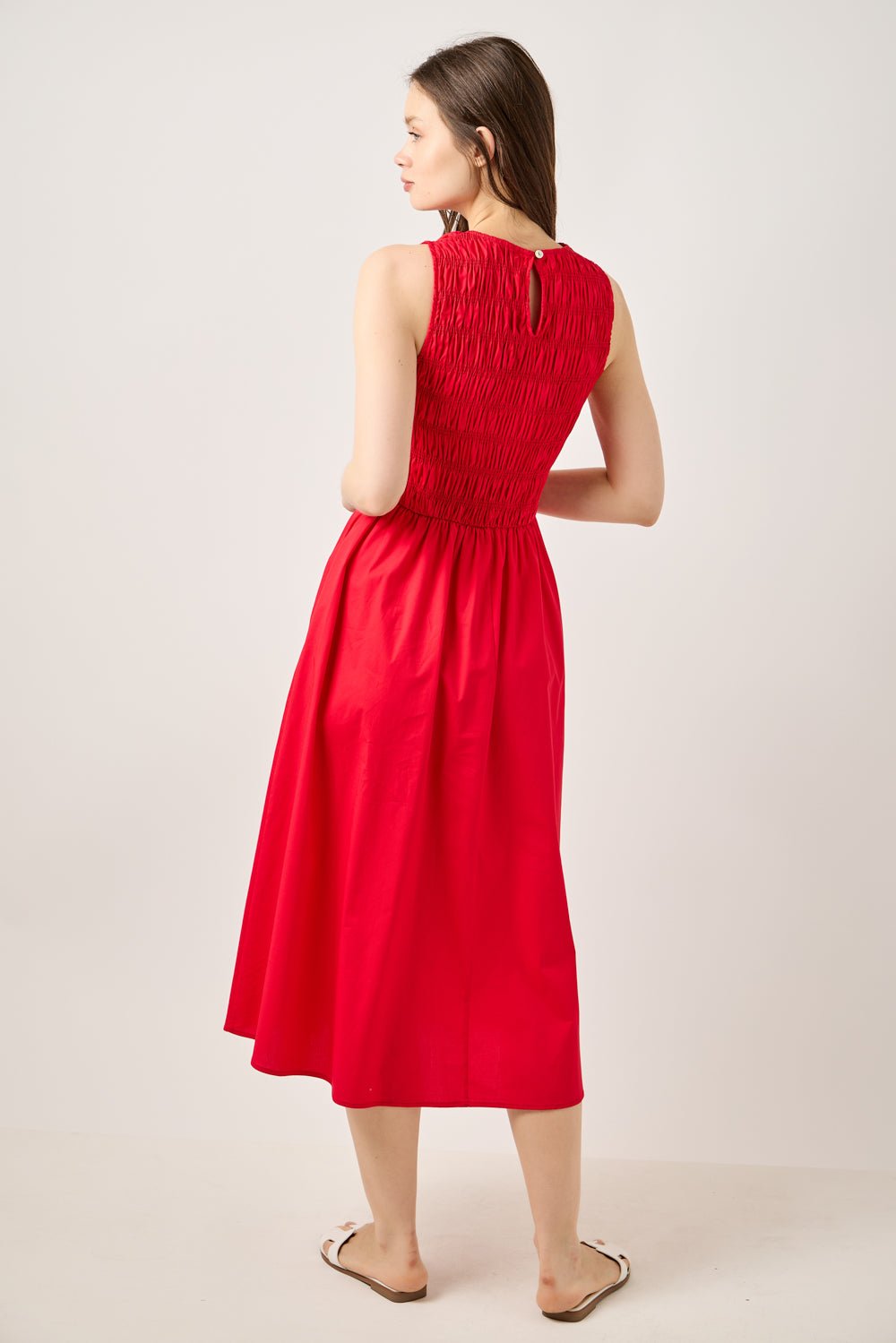 Image of West K Ruby Daydream Smocked Midi Dress Red