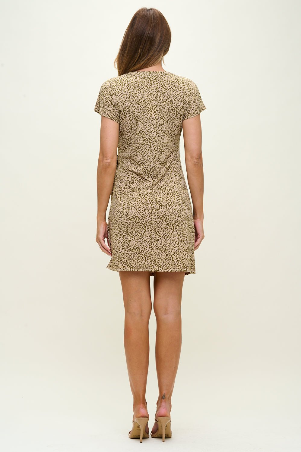Image of West K Sana Sie Tie Waist Short Dress Taupe Speckles