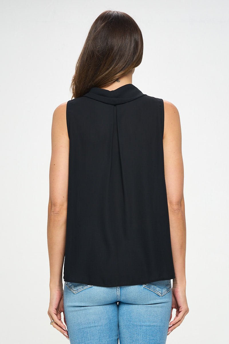 Image of West K Selene Cowl Neck Sleeveless Blouse Black