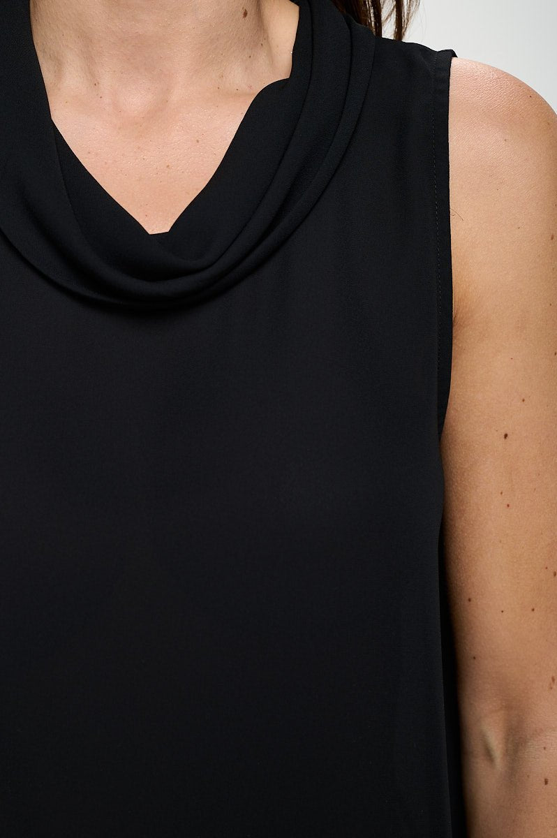 Image of West K Selene Cowl Neck Sleeveless Blouse Black