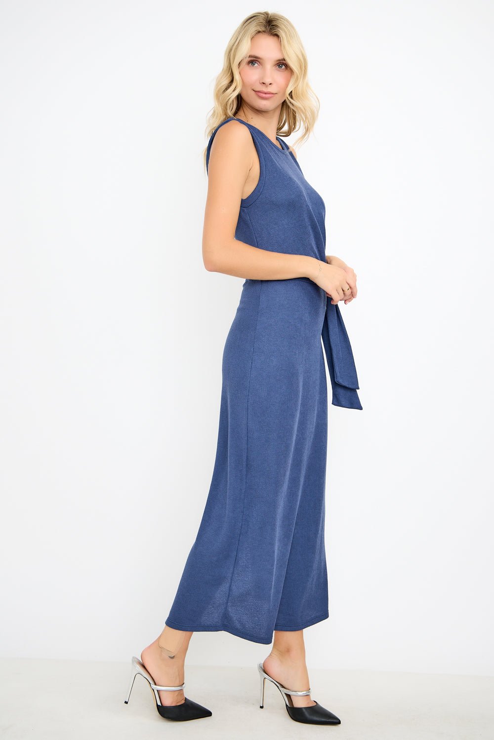 Image of West K Seraphina Side - Tie Knit Maxi Dress Denim Blue