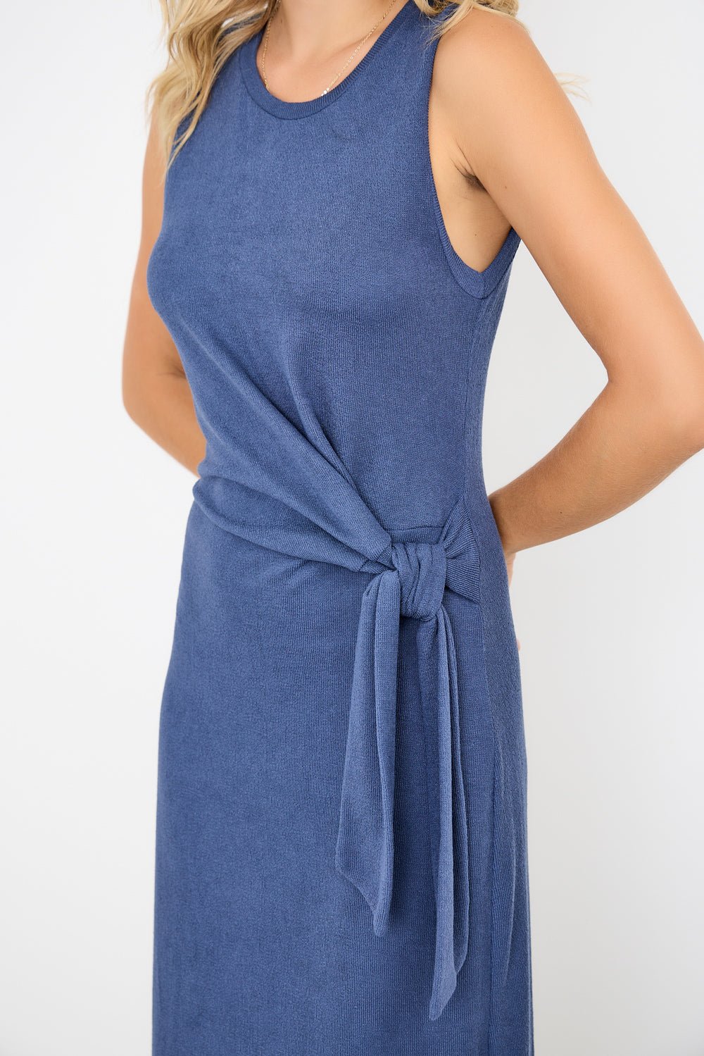 Image of West K Seraphina Side - Tie Knit Maxi Dress Denim Blue