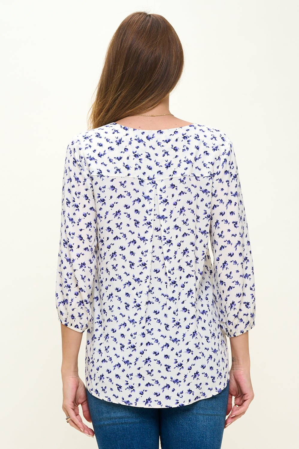 Image of West K Sophia Floral Printed Blouse Blue Ditzy Floral