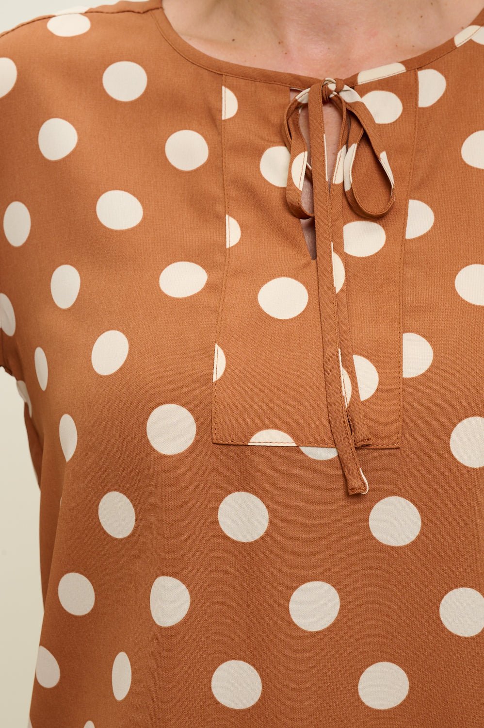 Image of West K Sophia Floral Printed Blouse Taupe Polka Dot
