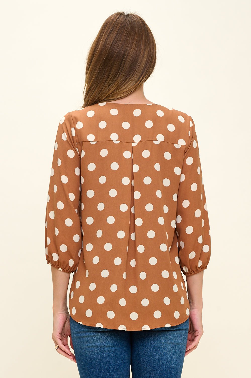 Image of West K Sophia Floral Printed Blouse Taupe Polka Dot