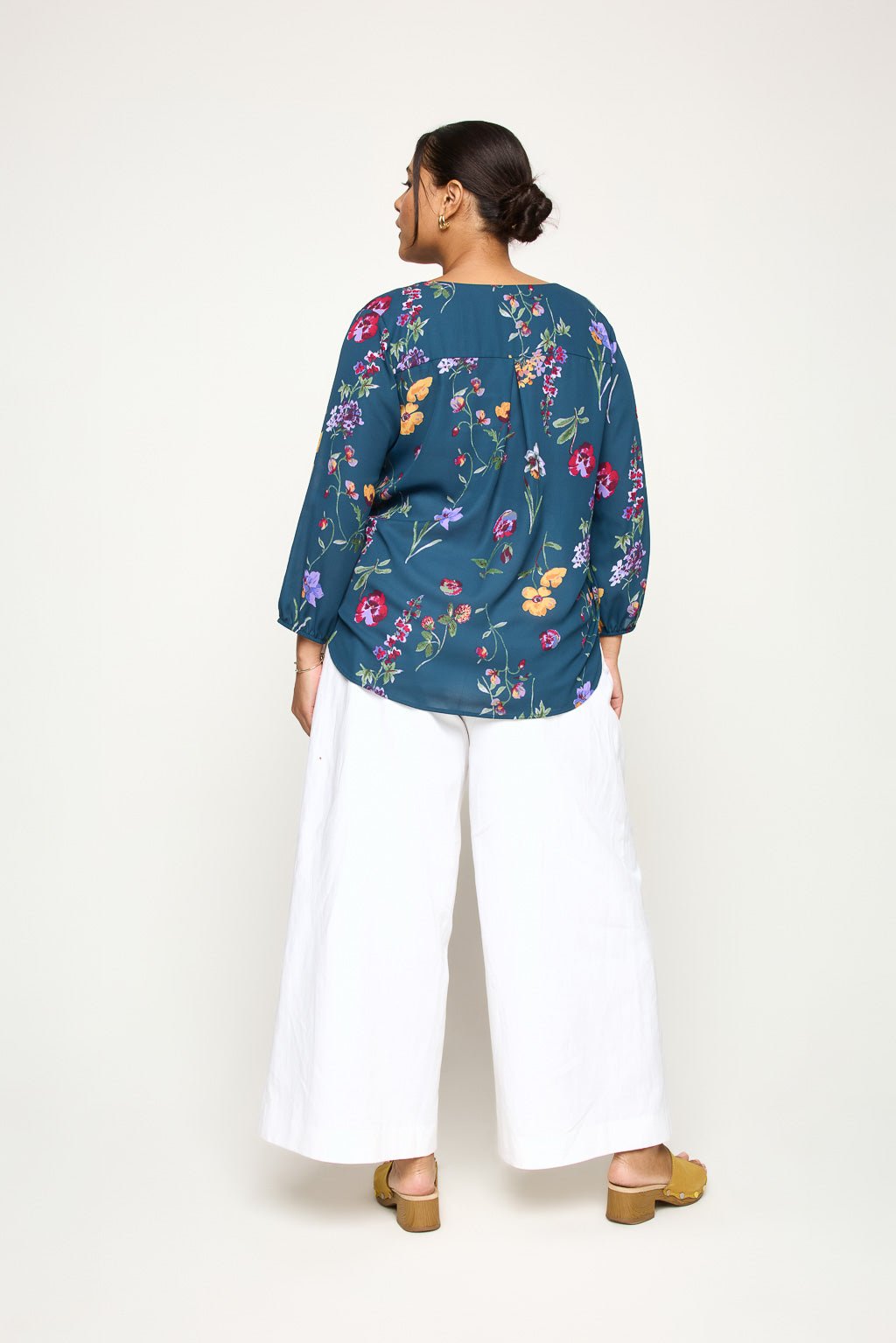 Image of West K Sophia Plus Size Printed Blouse Teal Red Floral