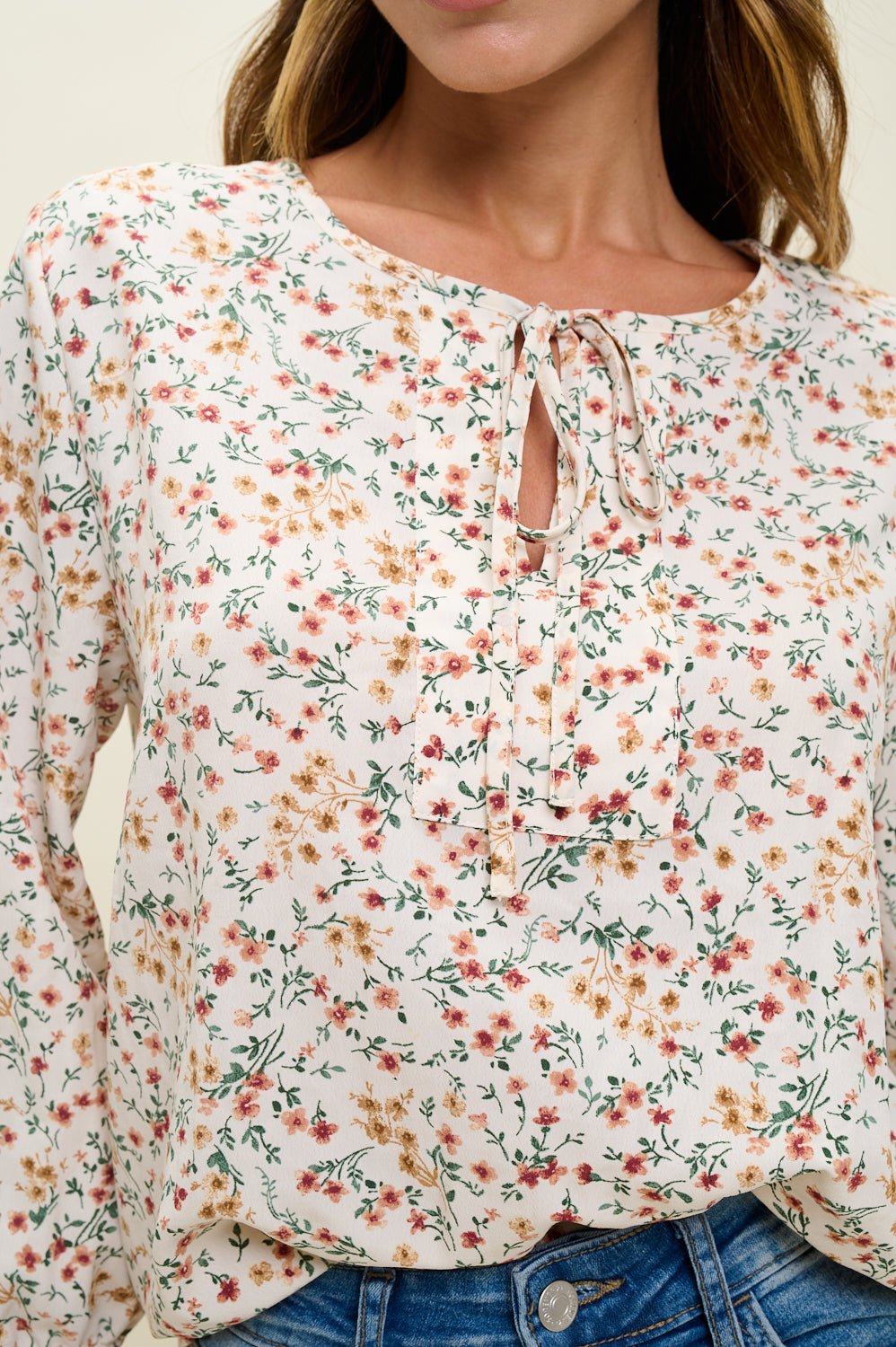 Image of West K Sophia Printed Blouse Ivory Ditzy Floral
