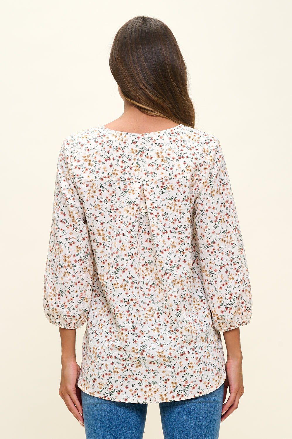 Image of West K Sophia Printed Blouse Ivory Ditzy Floral