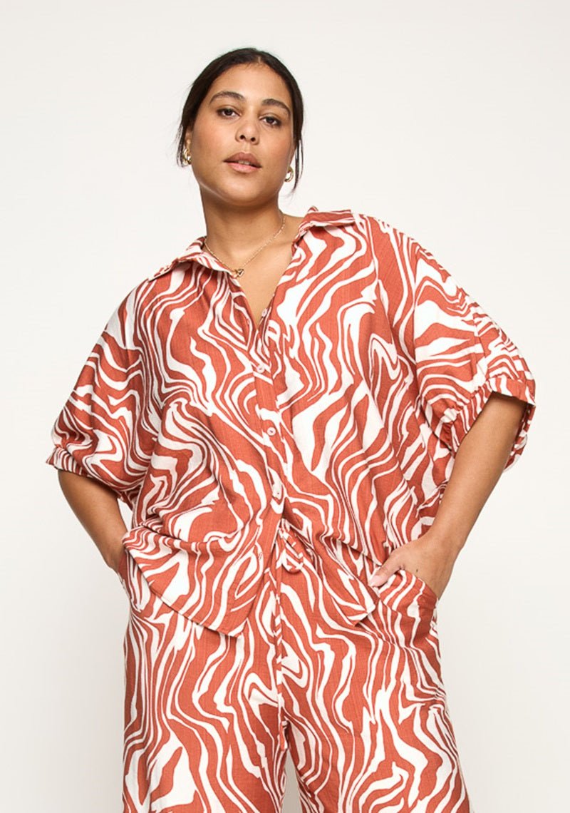Image of West K Sydney Plus Size Wide Leg Pants Taupe Mono Floral