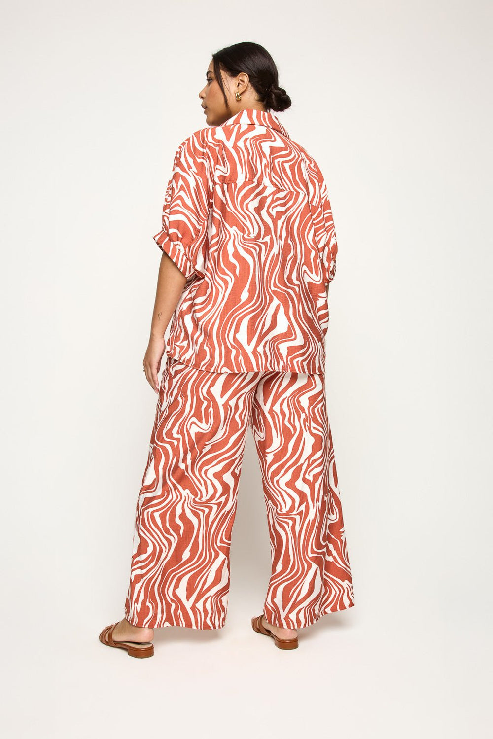 Image of West K Sydney Plus Size Wide Leg Pants Taupe Mono Floral