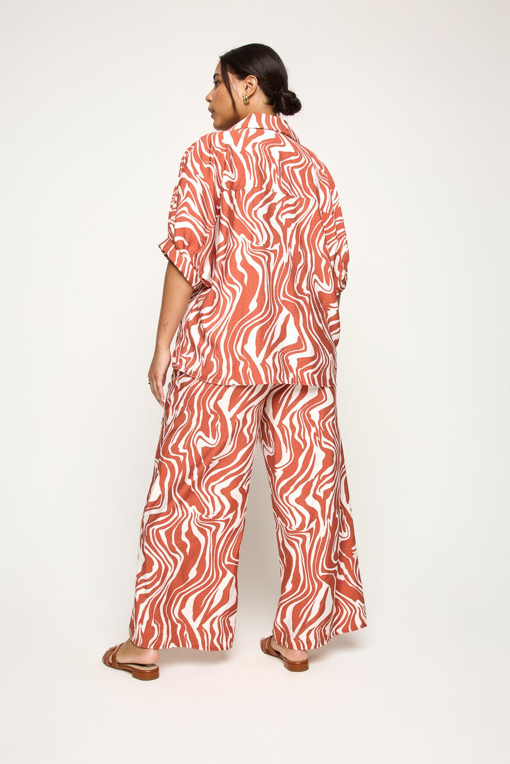 Image of West K Sydney Plus Size Wide Leg Pants Taupe Mono Floral