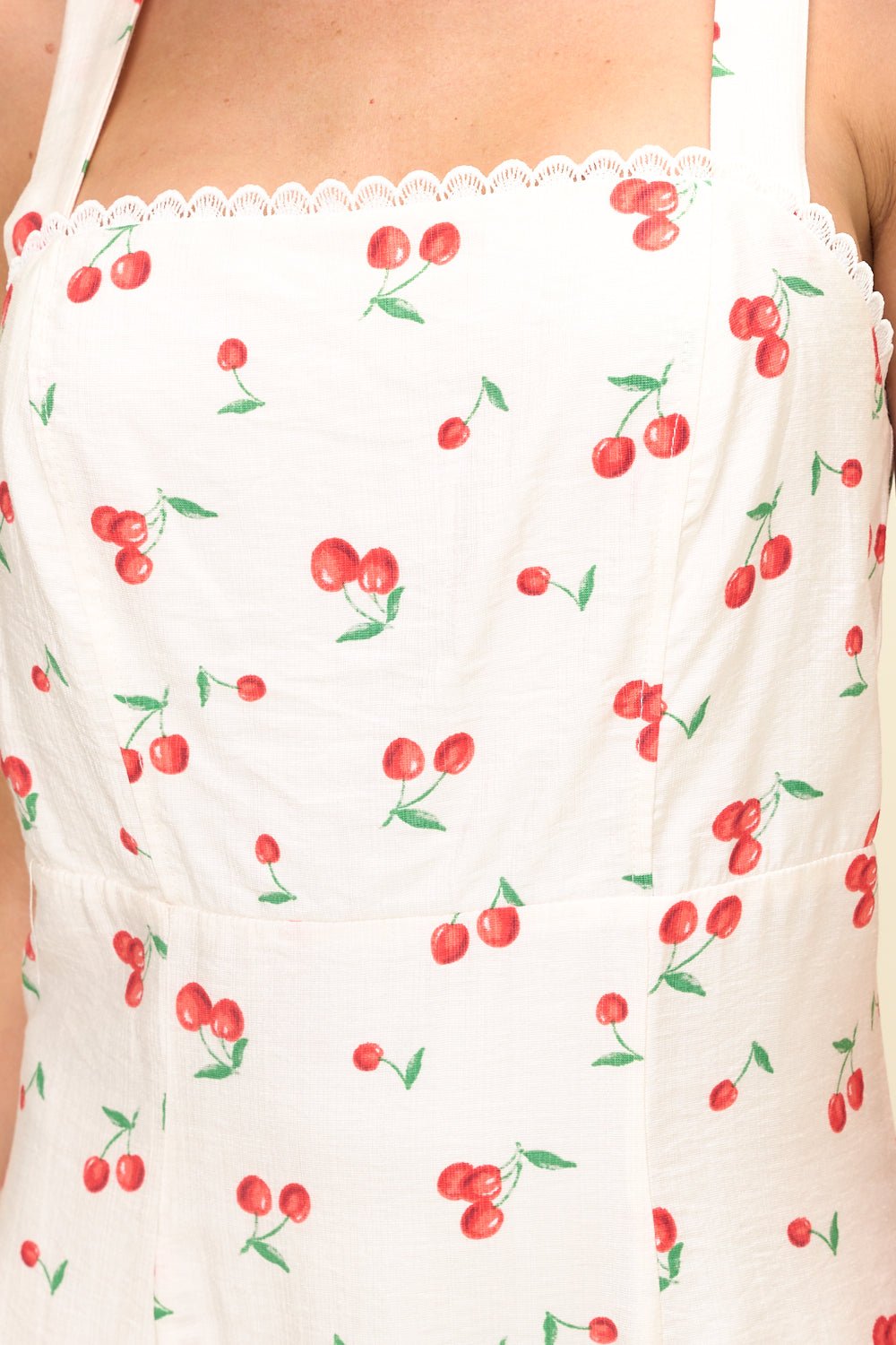 Image of West K Sylvie Scallop Neckline Midi Dress White Cherry