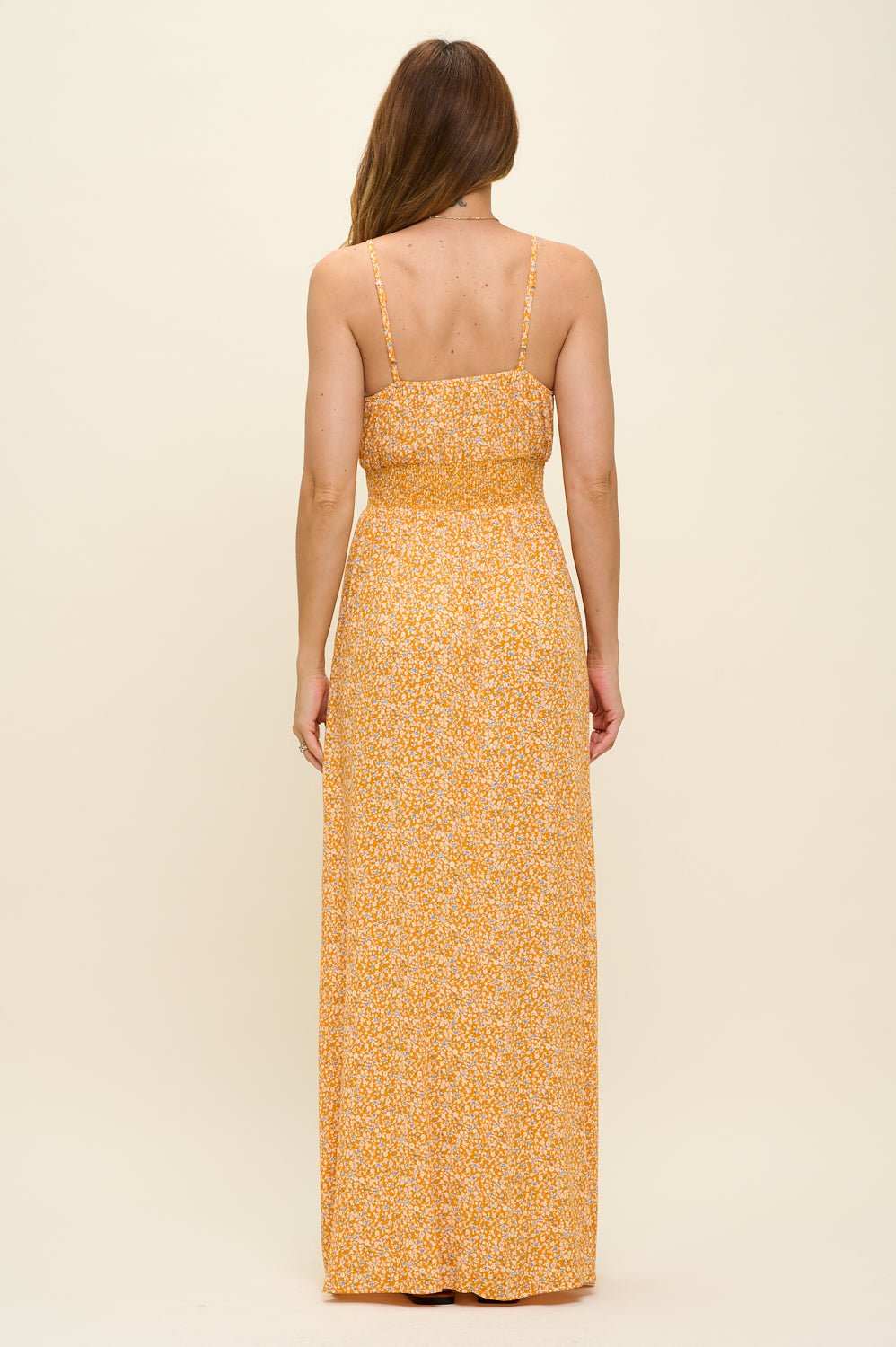 Image of West K Teagan Spaghetti Strap Maxi Dress Orange Ditzy Floral