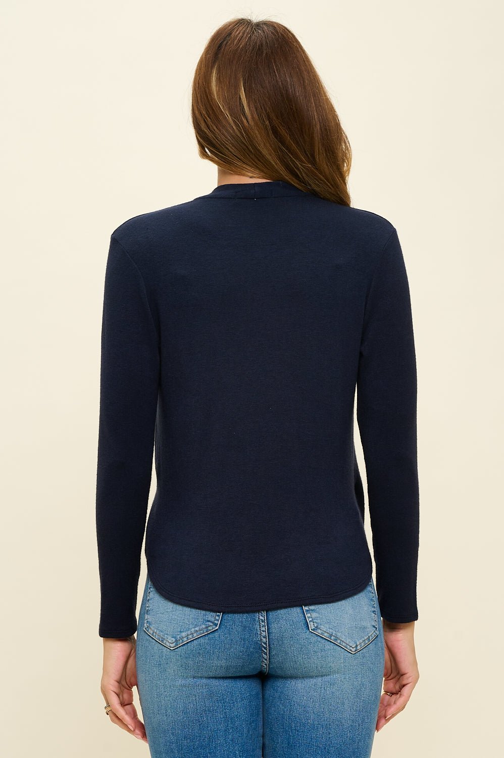 Image of West K Tessa Long Sleeve Surplice Knit Top Navy