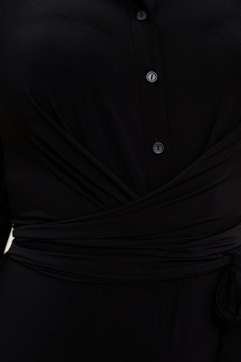 Image of West K Valerie Plus Size Three Quarters Sleeve Button Down Collared Jumpsuit Black