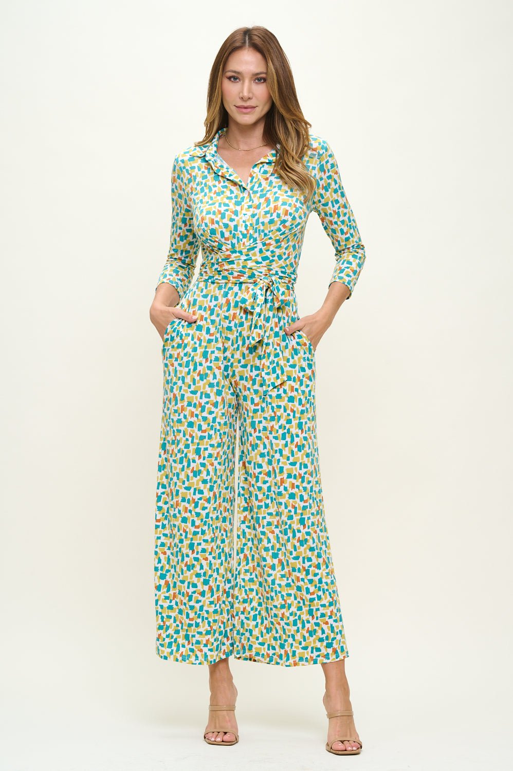 Image of West K Valerie Three Quarters Sleeve Button Down Collared Jumpsuit Black