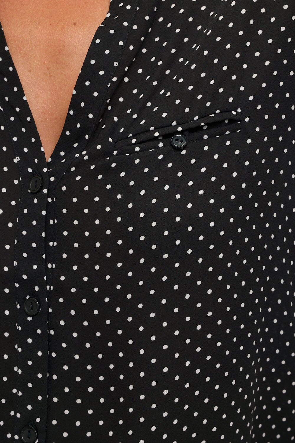 Image of West K Vera Roll - tab Button Down Blouse Black White Dots