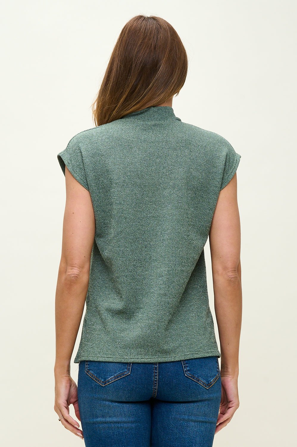 Image of West K Wrenley Sleeveless Ribbed Blouse Sage
