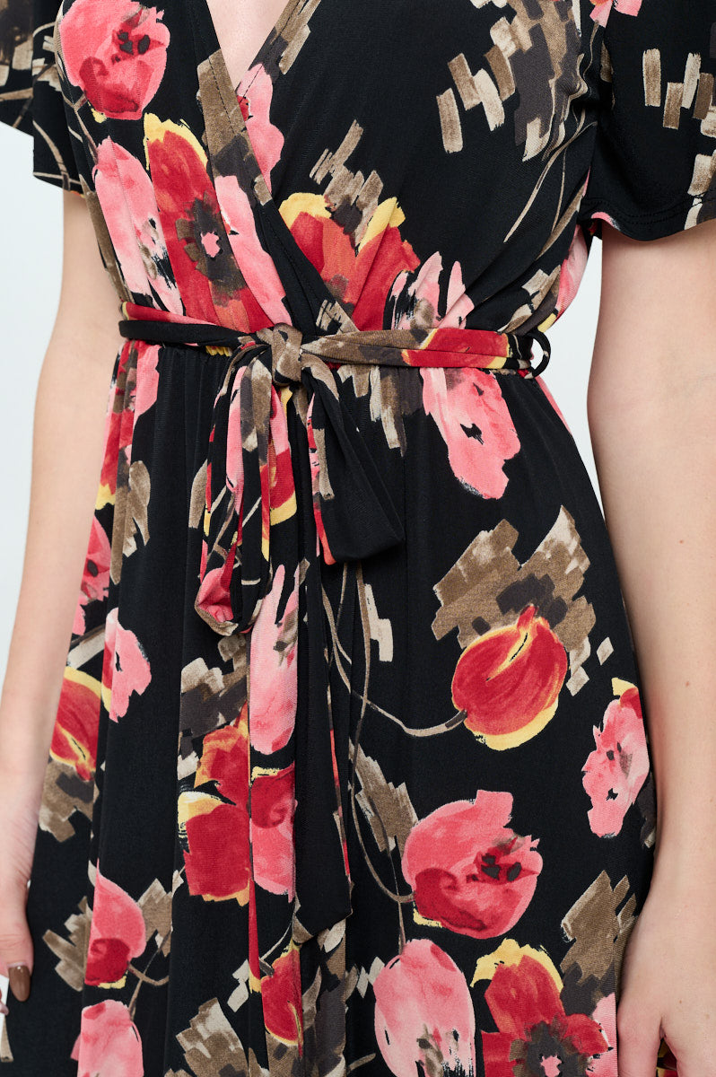 Georgia Faux Wrap Knit Dress