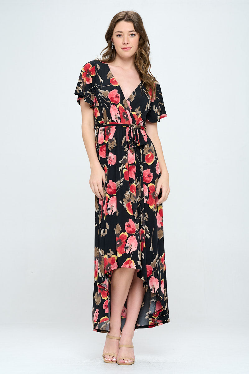 Georgia Faux Wrap Knit Dress
