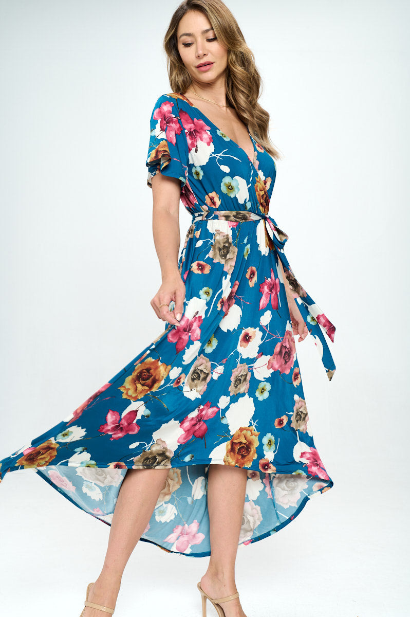 Georgia Faux Wrap Knit Dress