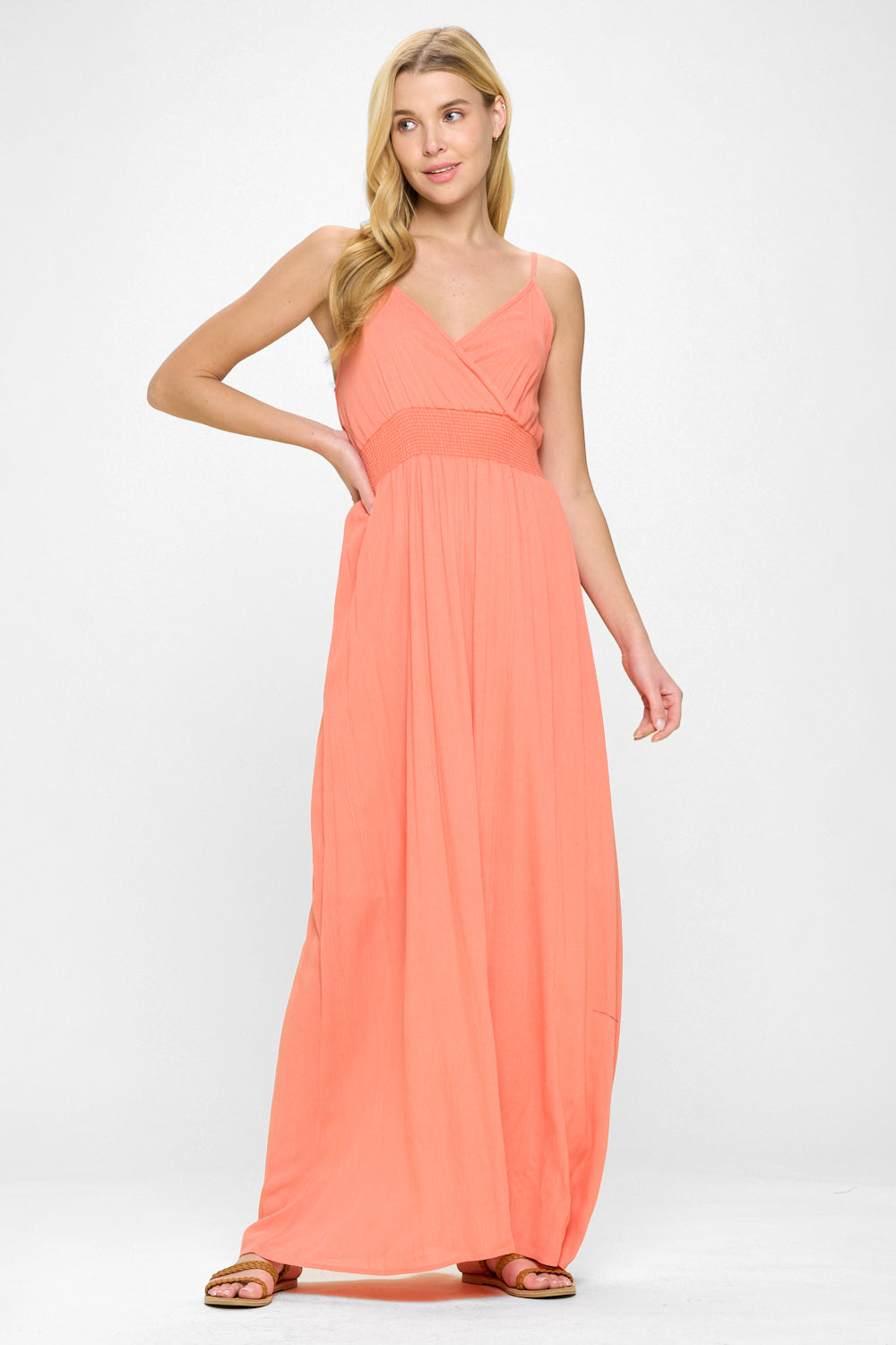 Image of West K Teagan Spaghetti Strap Maxi Dress Salmon