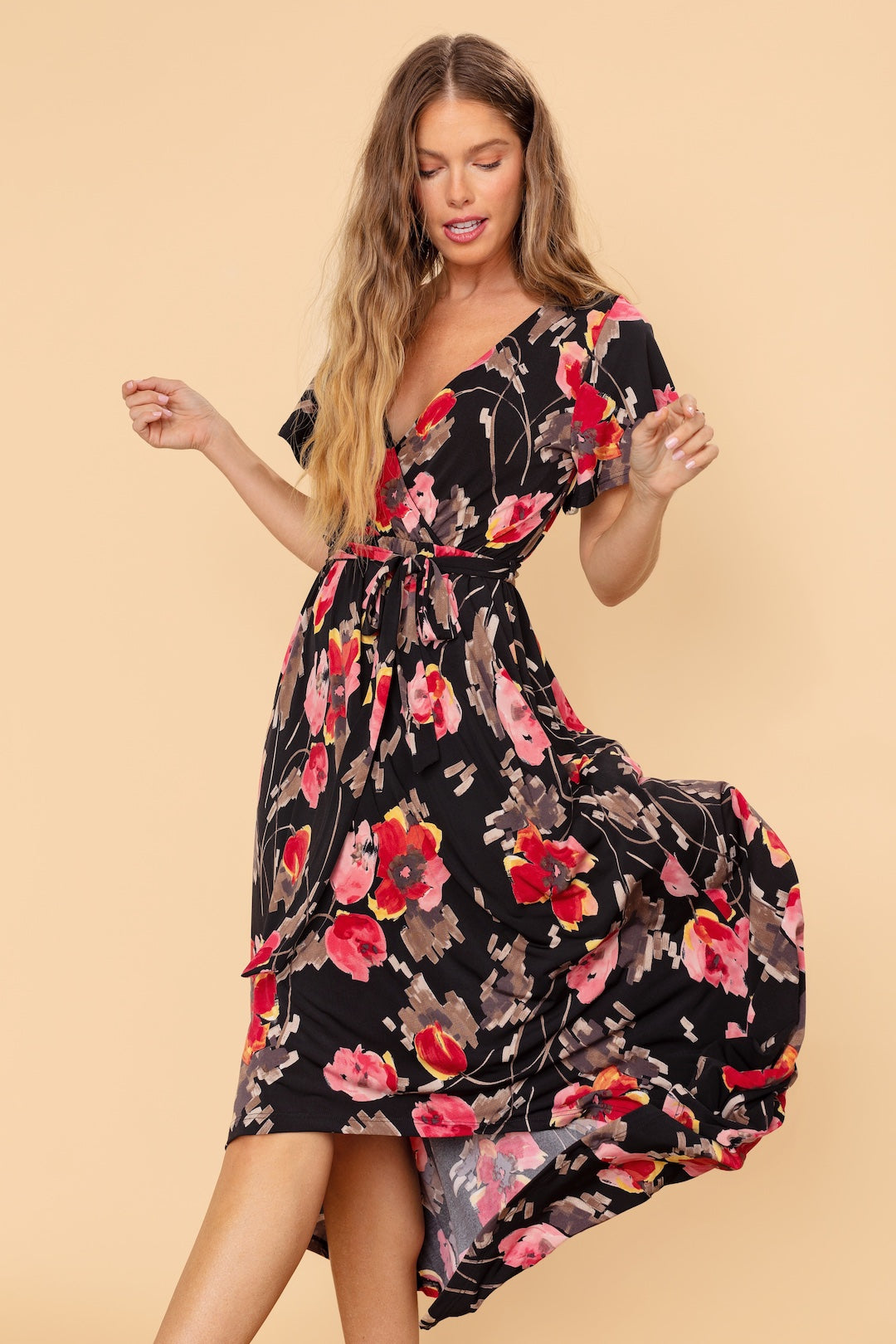 Georgia Faux Wrap Knit Dress