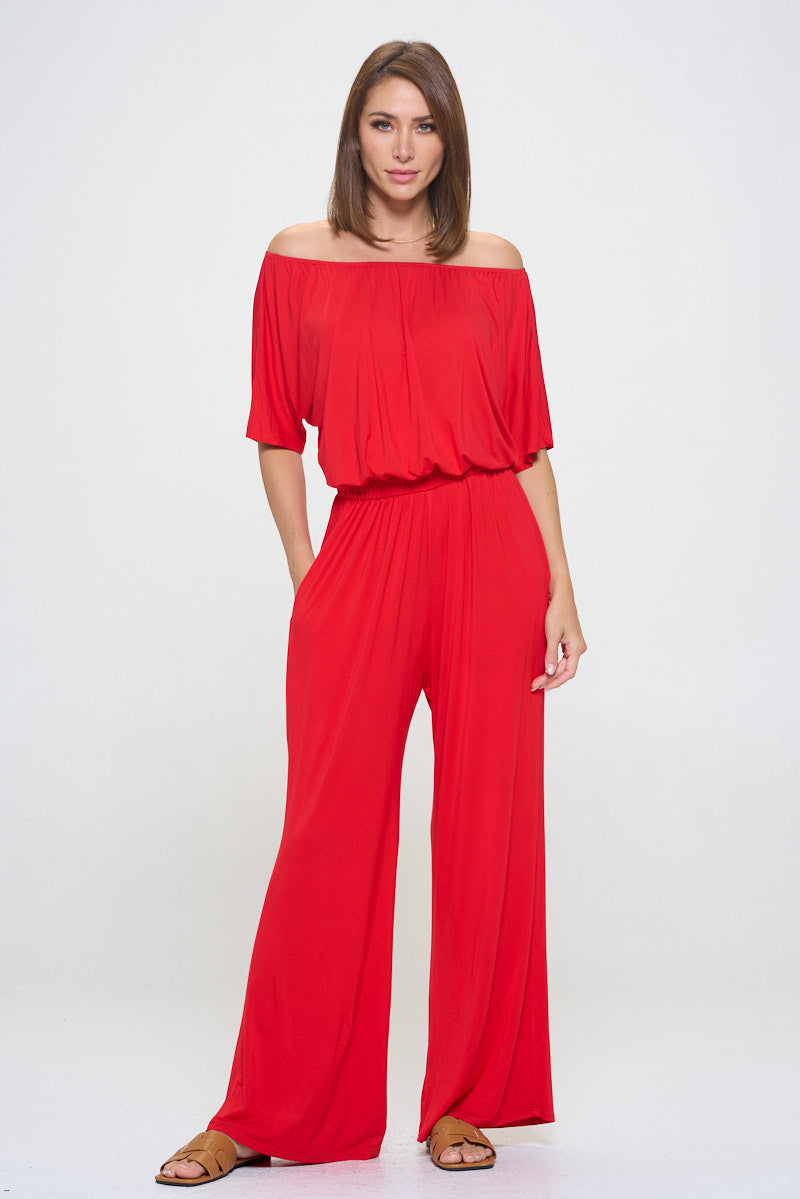 Joy Off The Shoulder Wide Leg Jumpsuit