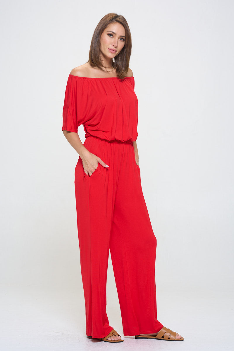 Joy Off The Shoulder Wide Leg Jumpsuit