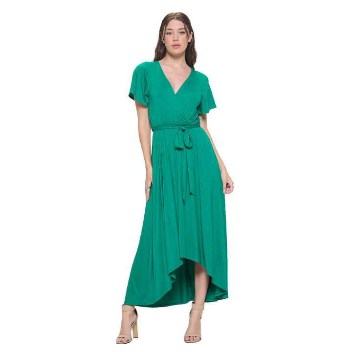 Georgia Faux Wrap Hi-Lo Knit Dress