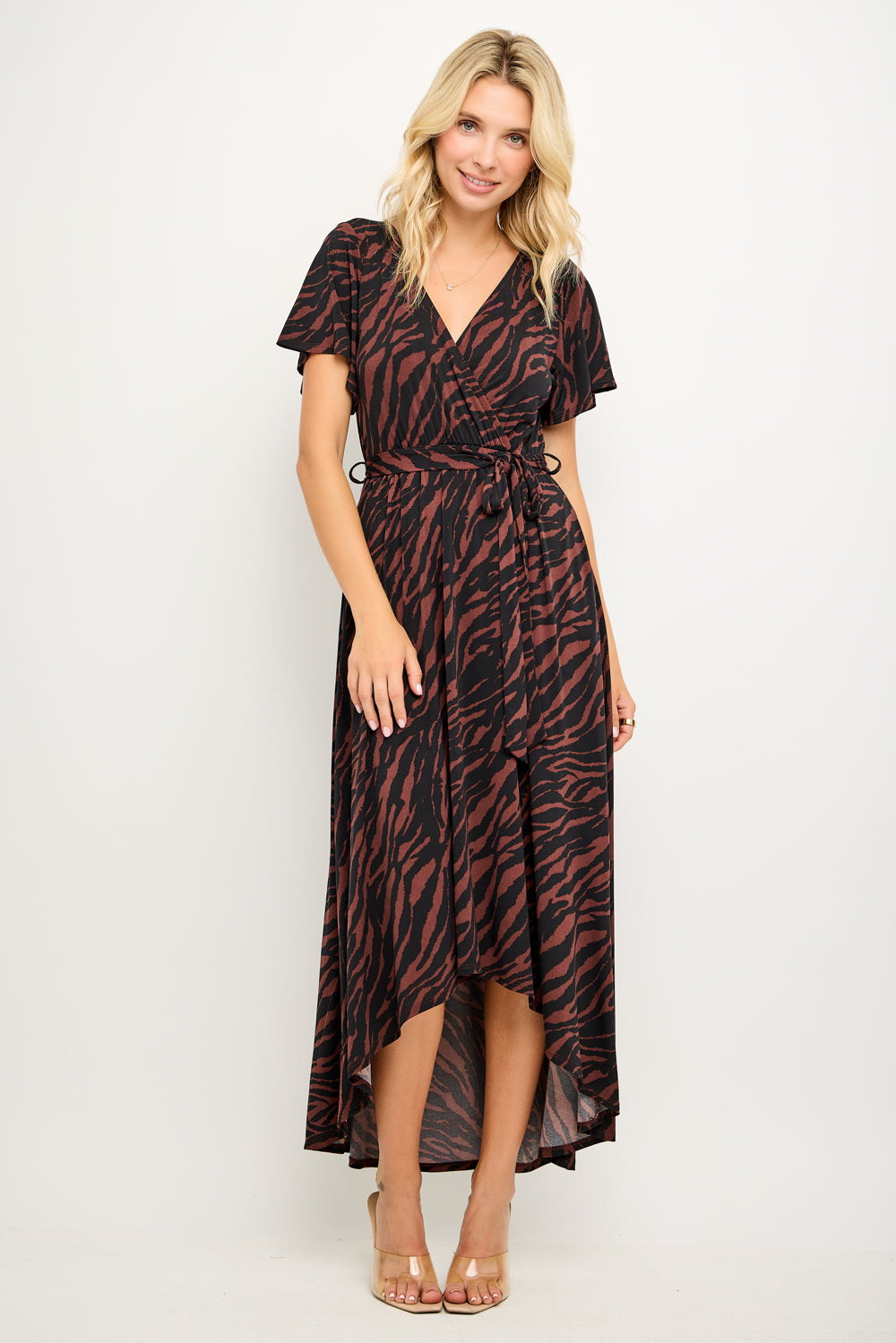 Georgia Faux Wrap Hi-Lo Knit Dress