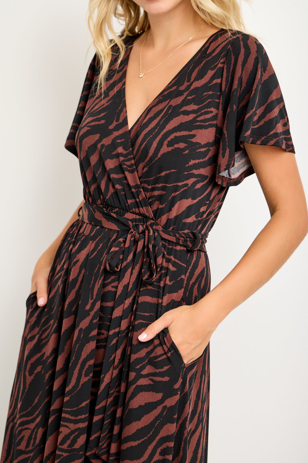 Georgia Faux Wrap Hi-Lo Knit Dress