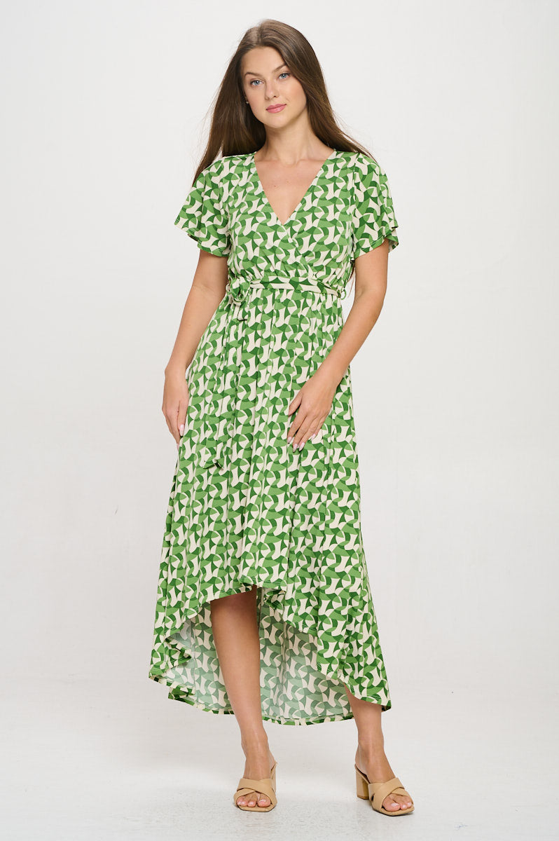 Georgia Faux Wrap Hi-Lo Knit Dress