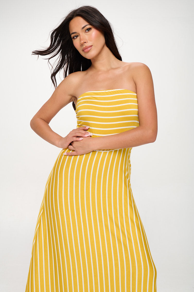 Jones Striped Tube Maxi Dress