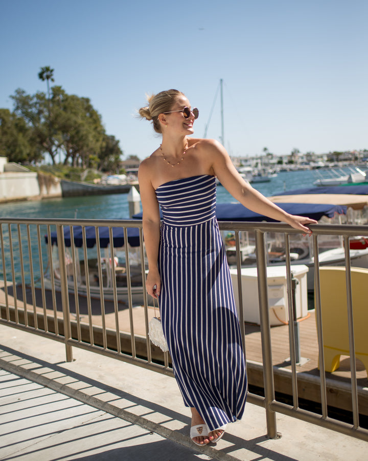 Jones Striped Tube Maxi Dress